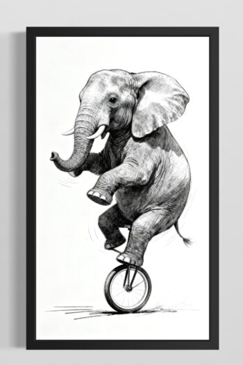 Elefant På Enhjuling Skiss