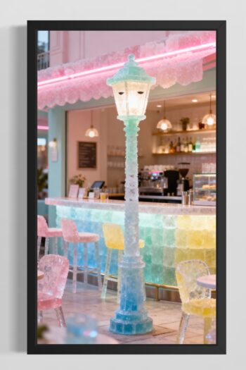 Sockersött Kafé Med Kristallykta